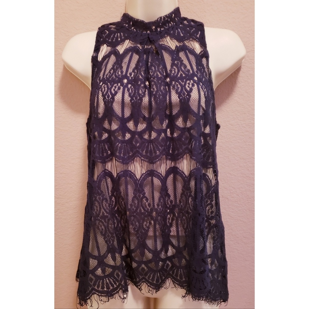 love, Fire Sleeveless Lace Top